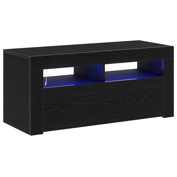 vidaXL TV Cabinet Black Oak 90 x 39 x 30 cm Engineered Wood