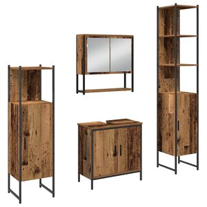 vidaXL Bathroom Furniture Set with Shelf 4 pcs Brown Engineered wood