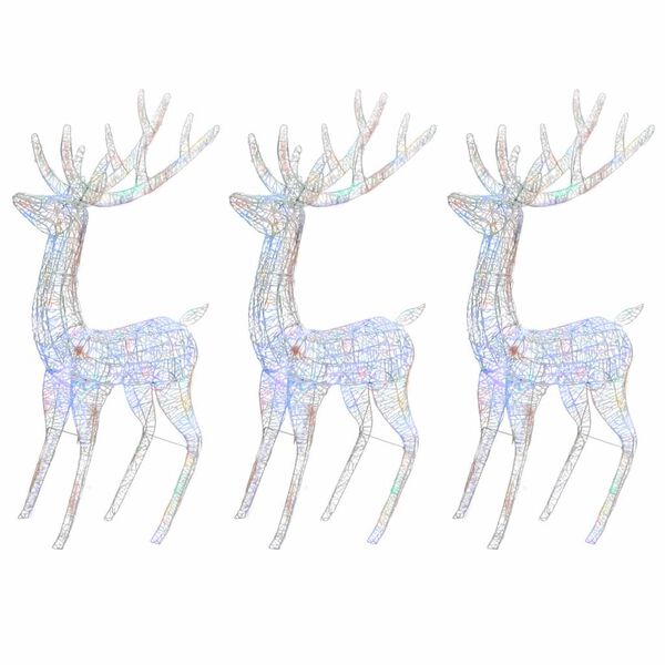 vidaXL XXL Acrylic Christmas Reindeers 250 LED 3 pcs 180 cm Multicolour
