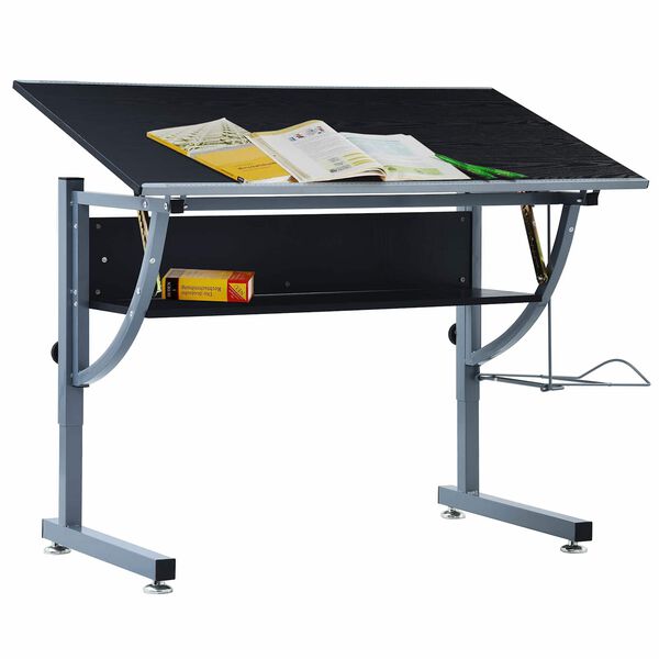 vidaXL Drafting Table Black 110 x 60 x 87 cm Chipboard