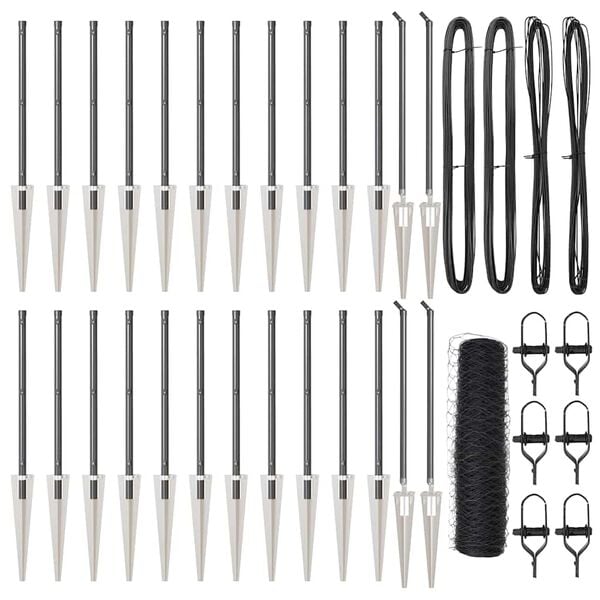 vidaXL Fence Post Grey 50 x 0.4 m (50 mm mesh) Steel and PVC