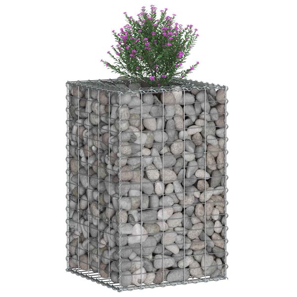 vidaXL Gabion Raised Bed Silver 50 x 50 x 80 cm Galvanised Steel