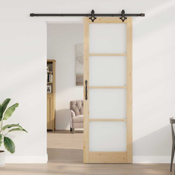 vidaXL Sliding Door ORKDAL Natural and Black 78 x 232 cm