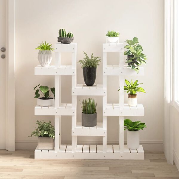 vidaXL Plant Stand White 104.5x25x109.5 cm Solid Wood Pine