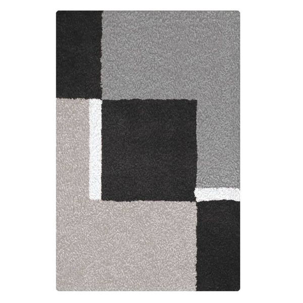 Kleine Wolke Bath Rug Dakota Platinum 55x65 cm Grey and Black