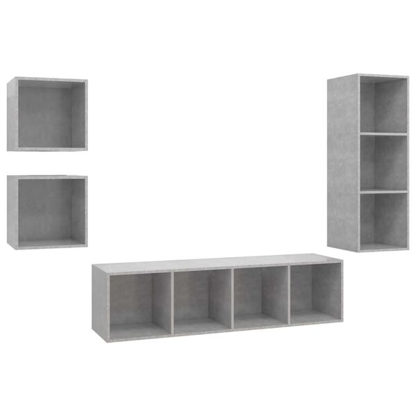 vidaXL 4 Piece TV Cabinet Set Concrete Grey Engineered Wood