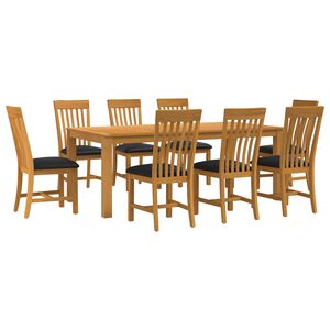 vidaXL Dining Set 9 pcs Black Solid Oak Wood