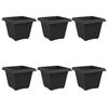 vidaXL Square Flower Pot 6 pcs Black 43 x 43 x 33.5 cm Plastic