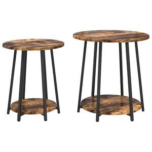 vidaXL Side Table Set with Shelf 2 pcs Smoked Oak and Black