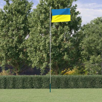 vidaXL Ukraine Flag and Pole 6.23 m Aluminium