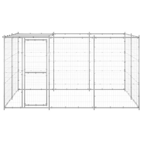 vidaXL Outdoor Dog Kennel Galvanised Steel with Roof 7.26 m²