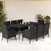 vidaXL 9 Piece Garden Dining Set with Cushions Black Poly Rattan