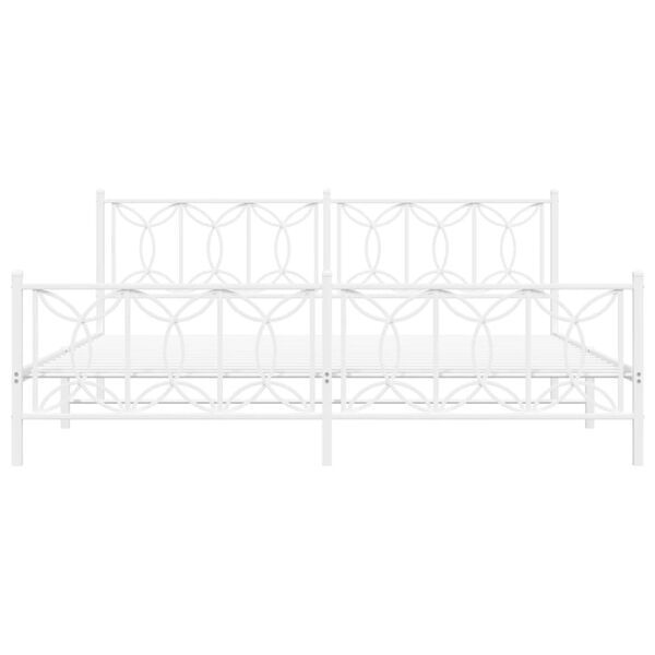 vidaXL Metal Bed Frame without Mattress with Footboard White 193x203cm