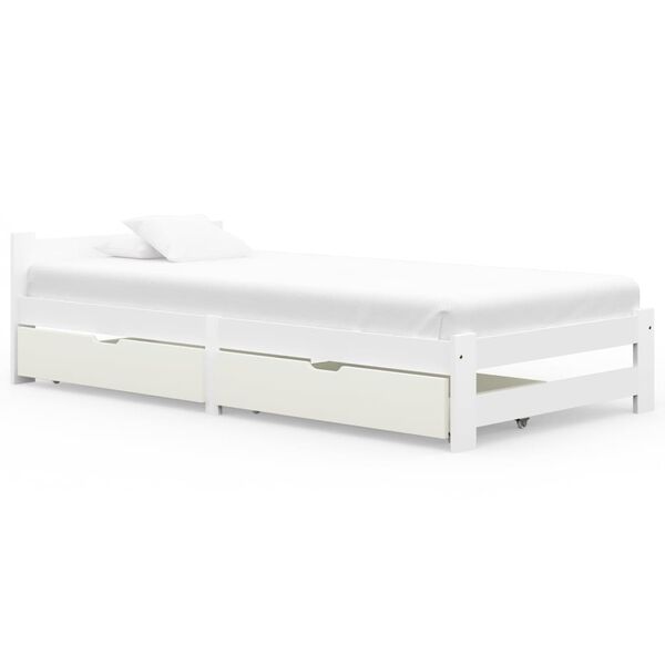 vidaXL Bed Frame without Mattress White Solid Wood 100x200 cm