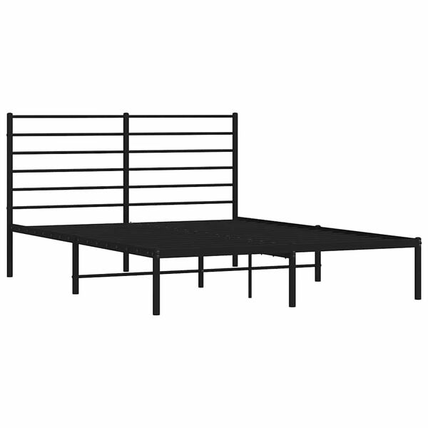 vidaXL Metal Bed Frame without Mattress with Headboard Black 150x200cm