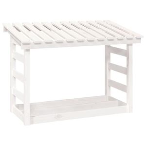 vidaXL Firewood Rack White 108x64,5x78 cm Solid Wood Pine