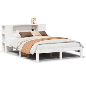 vidaXL Bookcase Bed without Mattress White 120x190 cm Small Double Solid Wood Pine