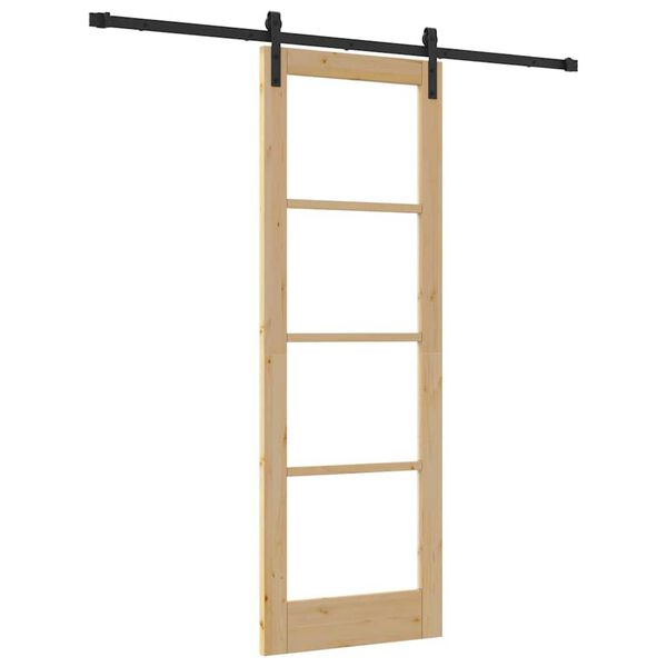 vidaXL Sliding Door ORKDAL Natural and Black 73.5 x 211 cm