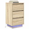 vidaXL Bedside Cabinet with LED Lights Sonoma Oak 38x34x65 cm