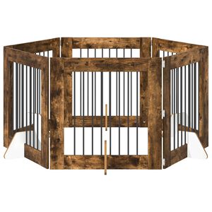 vidaXL Dog Gate with Stands 6 pcs Smoked Oak 80 x 80 cm