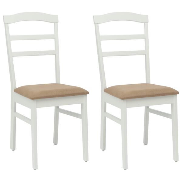 vidaXL Dining Chair 2 pcs White and Brown Solid Rubber Wood