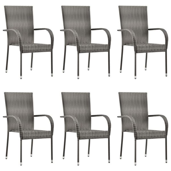 vidaXL 7 Piece Garden Dining Set Poly Rattan Grey