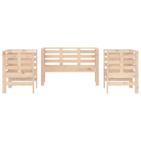 vidaXL 3 Piece Garden Lounge Set Solid Wood Pine