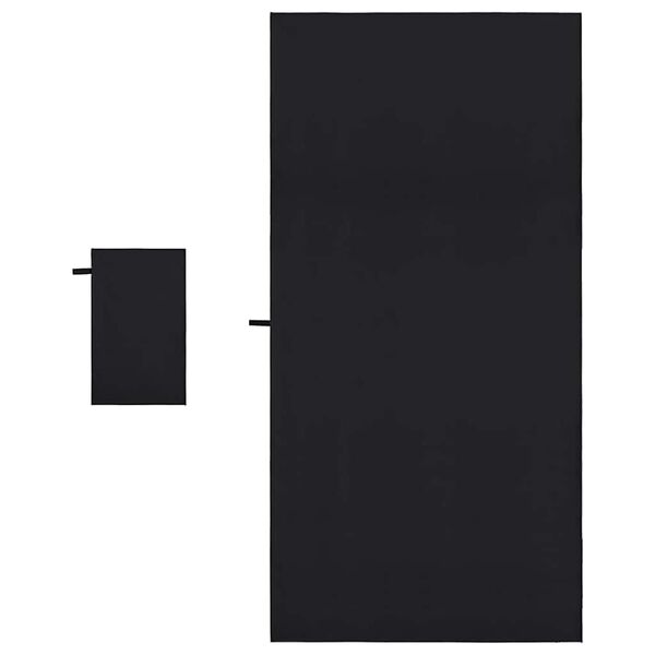 vidaXL Sports Towel Set 2 pcs Black Fabric
