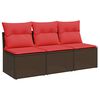 vidaXL Garden Sofa with Cushions 3-Seater Brown Poly Rattan