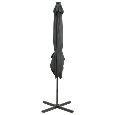 vidaXL Cantilever Umbrella with Pole and LED Lights Anthracite 250 cm