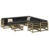 vidaXL 9 Piece Garden Sofa Set with Cushions Impregnated Wood Pine