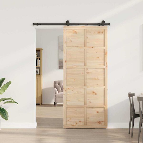 vidaXL Sliding Door Brown 80 x 208 cm Solid pine wood