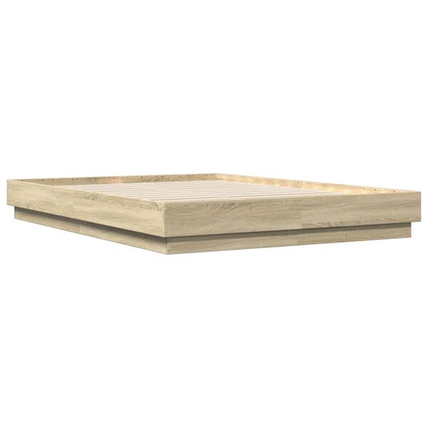 vidaXL Bed Frame with LED without Mattress Sonoma Oak 160x200 cm
