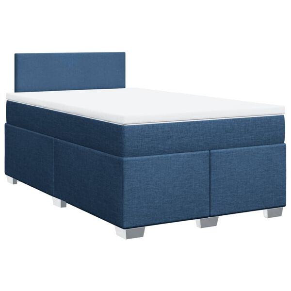 vidaXL Box Spring Bed with Mattress Blue 120x200 cm Fabric