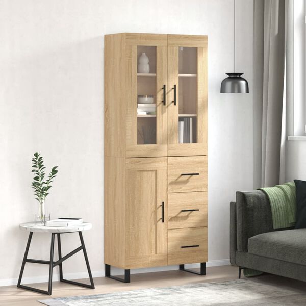 vidaXL Highboard Sonoma Oak 69.5x34x180 cm Engineered Wood