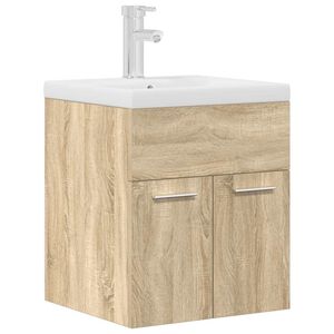 vidaXL Bathroom Sink Cabinet with Built-in Basin and Faucet Sonoma Oak