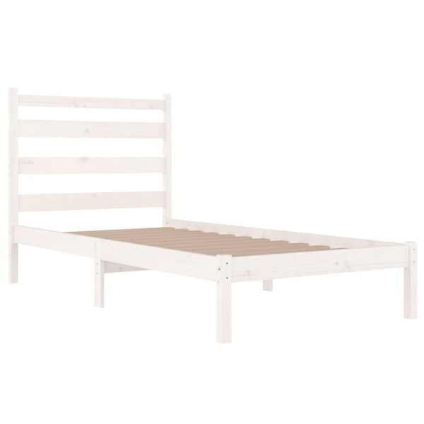 vidaXL Bed Frame without Mattress White Solid Wood Pine Single