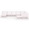 vidaXL 9 Piece Garden Lounge Set White Solid Pinewood