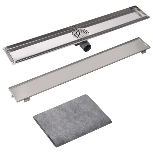 vidaXL Linear Shower Drain 830x140 mm Stainless Steel
