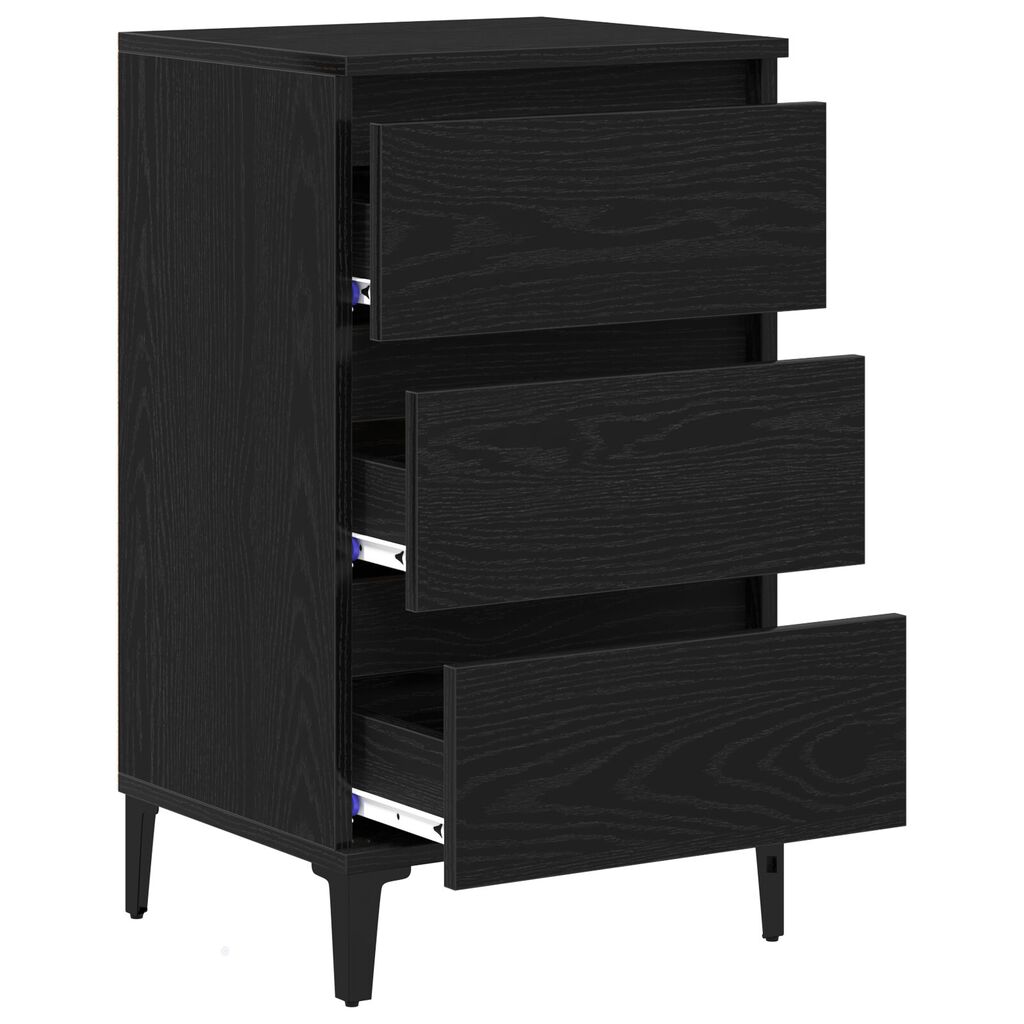 vidaXL Bedside Cabinet Black Oak 40x35x70 cm Engineered Wood