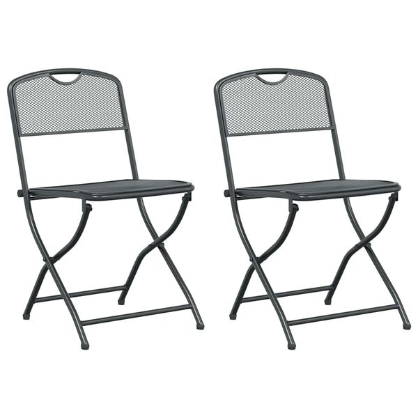 vidaXL Garden Chairs Folding 2 pcs Anthracite 52.5 x 46 x 82 cm Iron