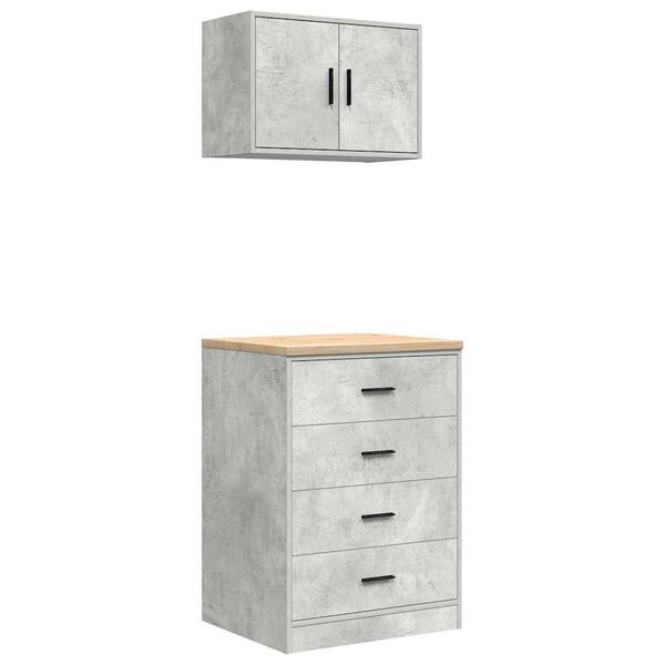 vidaXL Garage Cabinets 2 pcs Concrete Grey Engineered Wood