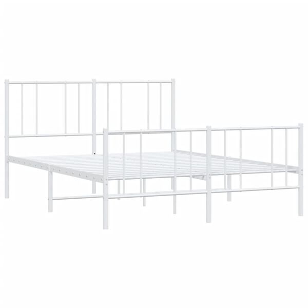 vidaXL Metal Bed Frame without Mattress with Footboard White 120x190cm