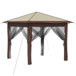 vidaXL Gazebo with 4 Sidewalls 2.6 x 2.6 m Cream and Brown