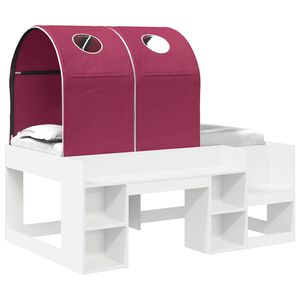 vidaXL Bed with Tunnel with Shelf 3 pcs White and Red Engineered Wood