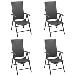 vidaXL Folding Chairs 4 pcs Poly Rattan Black