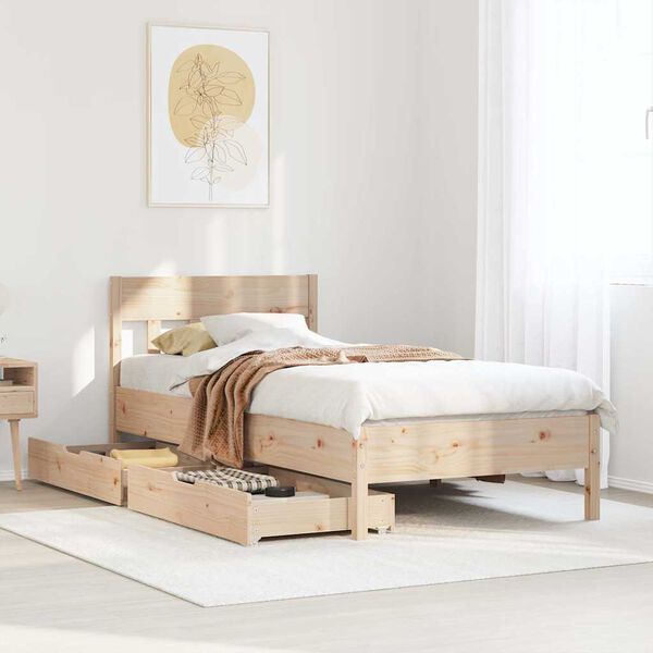 vidaXL Bed Frame without Mattress 75x190 cm Small Single Solid Wood Pine