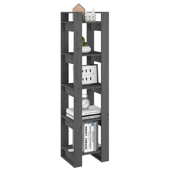 vidaXL Book Cabinet/Room Divider Grey 41x35x160 cm Solid Wood Pine