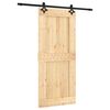 vidaXL Sliding Door Natural and Black 90 x 210 cm Solid Pine Wood