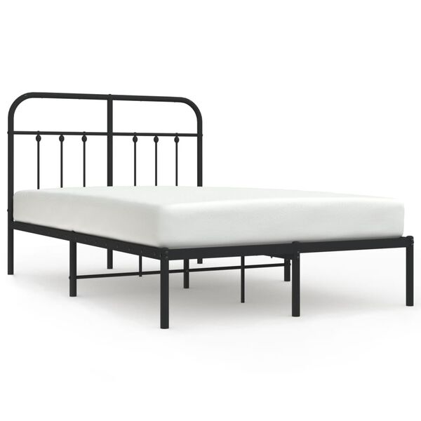 vidaXL Metal Bed Frame without Mattress with Headboard Black 120x200cm